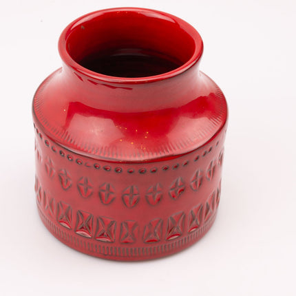 Vase en céramique de Bitossi rouge grenat par Aldo Londo série Rimini Rosso