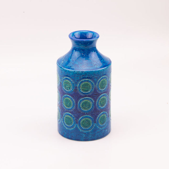 Vase Bitossi Rimini Blu céramique en dégradé de bleus et cercles bleus et verts