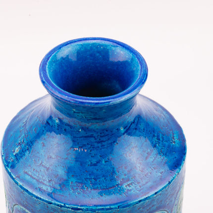 Vase Bitossi Rimini Blu céramique en dégradé de bleus et cercles bleus et verts