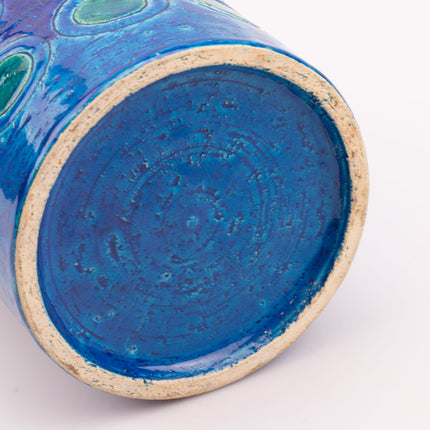 Vase Bitossi Rimini Blu céramique en dégradé de bleus et cercles bleus et verts
