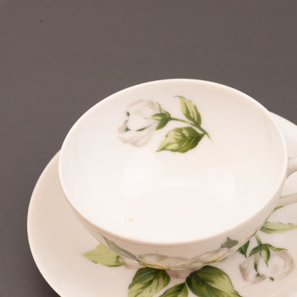 Set de 8 petites tasses et soucoupes blanches en porcelaine de Paris Eglantine