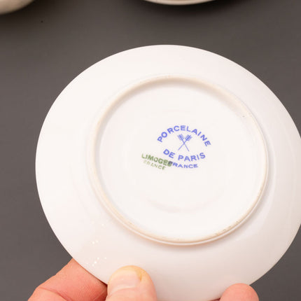 Set de 8 petites tasses et soucoupes blanches en porcelaine de Paris Eglantine