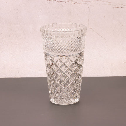 Grand vase en cristal élégant ciselé transparent style Art Déco