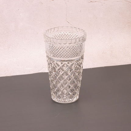 Grand vase en cristal élégant ciselé transparent style Art Déco