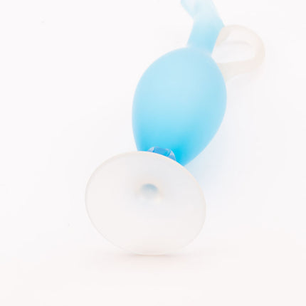 Vase aiguière élégant en verre soufflé bleu azur