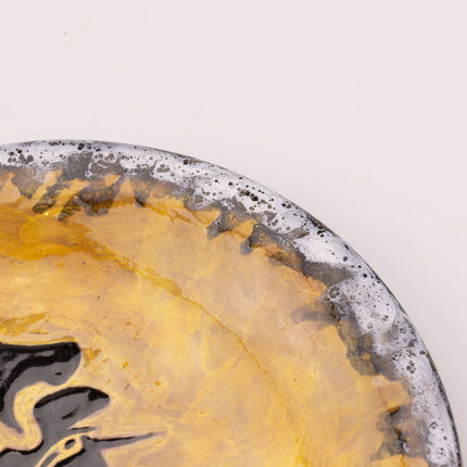 Assiette décorative exceptionnelle jaune de Jean Lurçat à motif de coq- Années 50