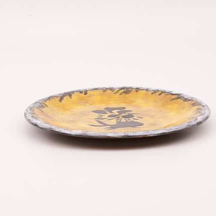 Assiette décorative exceptionnelle jaune de Jean Lurçat à motif de coq- Années 50
