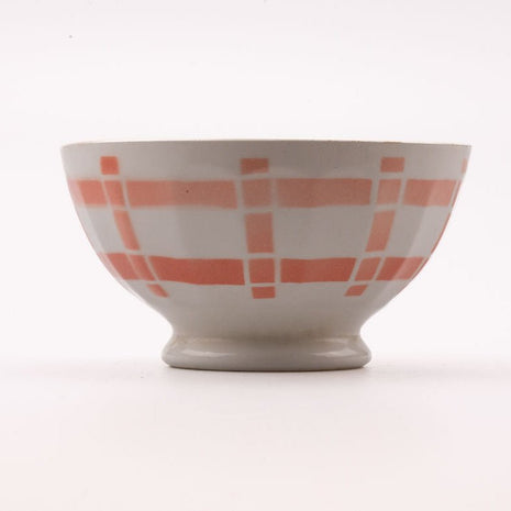 5 bols anciens en porcelaine blanche et lignes saumon blanc