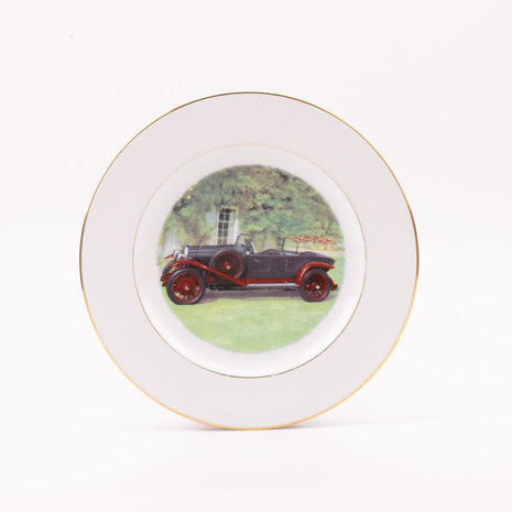 Assiette de collection vintage en porcelaine de Limoges Voiture ancienne blanc