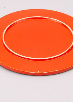 Vintage orange and bright green earthenware dish from the 1970s