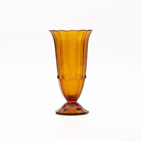 Vase ancien art déco en verre ambré marron