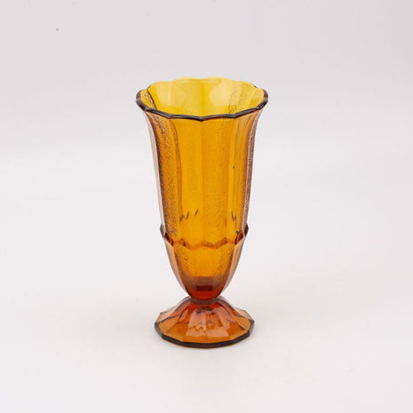 Vase ancien art déco en verre ambré