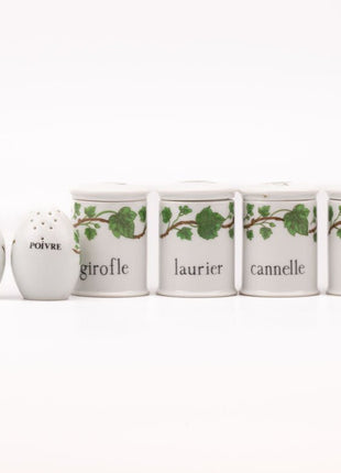 Ensemble de 4 pots à épices, sel et poivre Porcelaine de Paris blanche  blanc