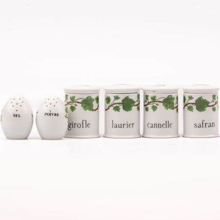 Ensemble de 4 pots à épices, sel et poivre Porcelaine de Paris blanche  blanc
