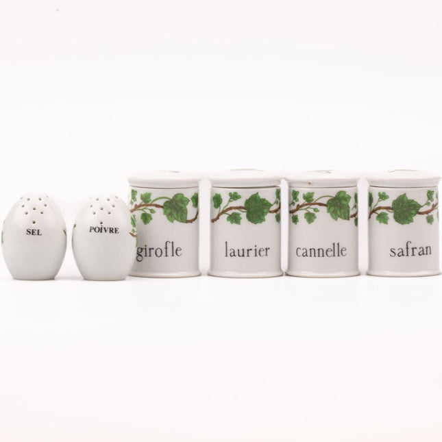 Ensemble de 4 pots à épices, sel et poivre Porcelaine de Paris blanche  blanc