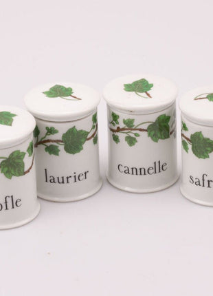Set of 4 spice, salt and pepper shakers, white Paris porcelain