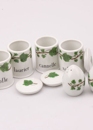 Set of 4 spice, salt and pepper shakers, white Paris porcelain