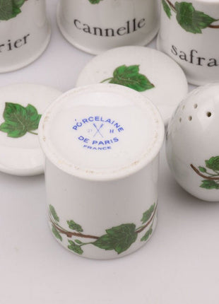 Set of 4 spice, salt and pepper shakers, white Paris porcelain