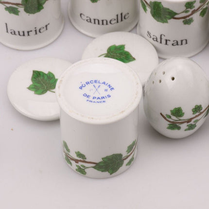 Set of 4 spice, salt and pepper shakers, white Paris porcelain