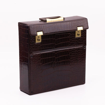 Etui à disques brun en similicuir marron