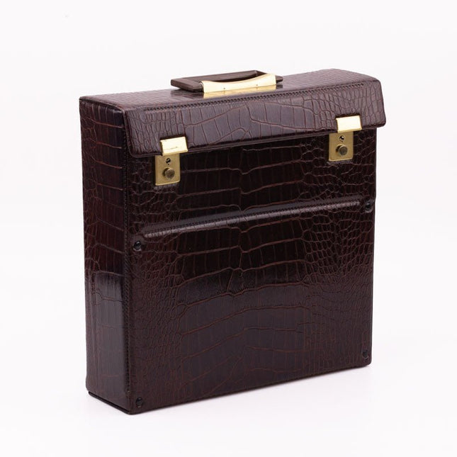 Etui à disques brun en similicuir marron