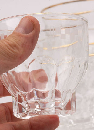 8 verres à eau anciens motif damier