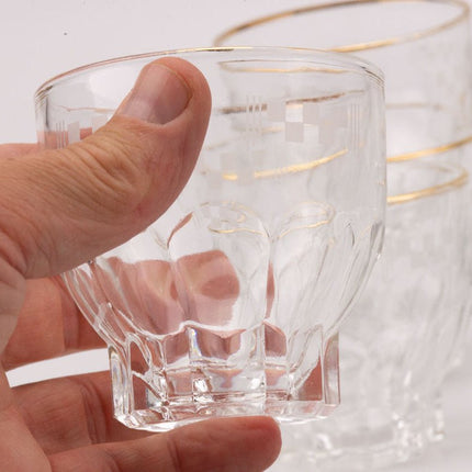 8 verres à eau anciens motif damier