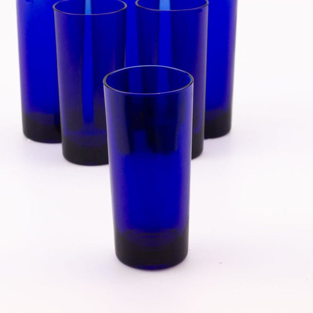 6 verres vintage à long drink bleu cobalt de la Verrerie de Reims