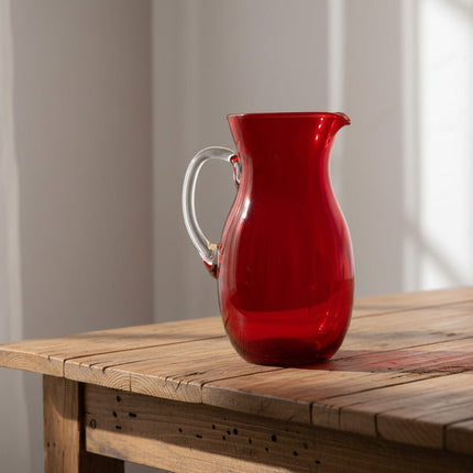 Vintage red glass carafe