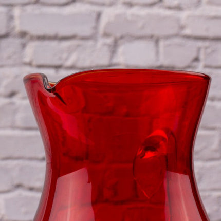 Vintage red glass carafe