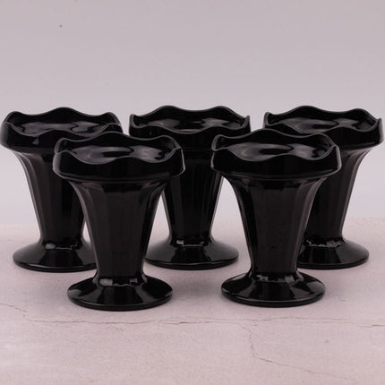 5 coupes à dessert en verre noir Luminarc noir