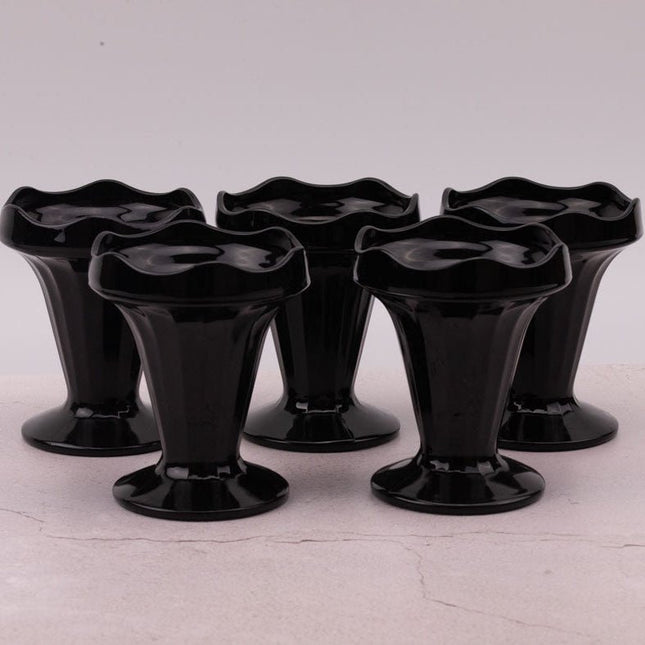 5 coupes à dessert en verre noir Luminarc noir