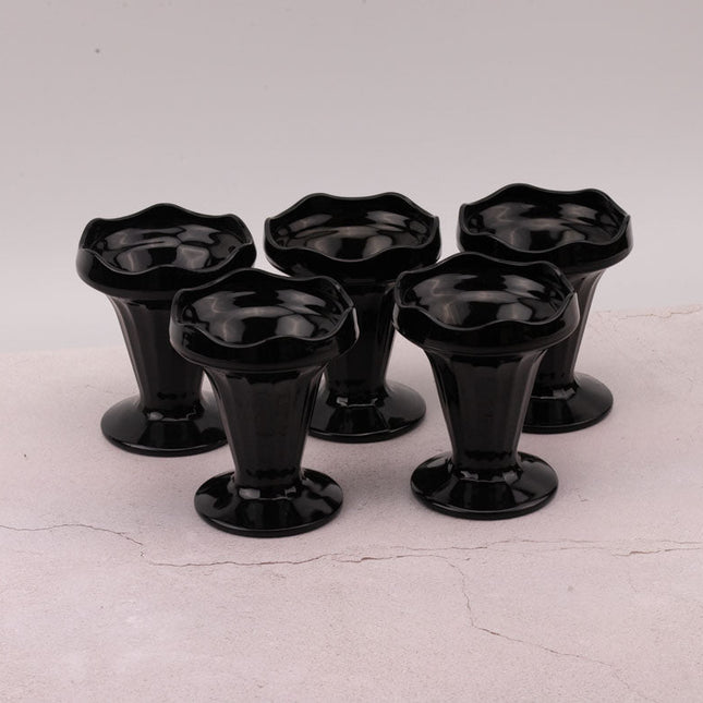 5 coupes à dessert en verre noir Luminarc