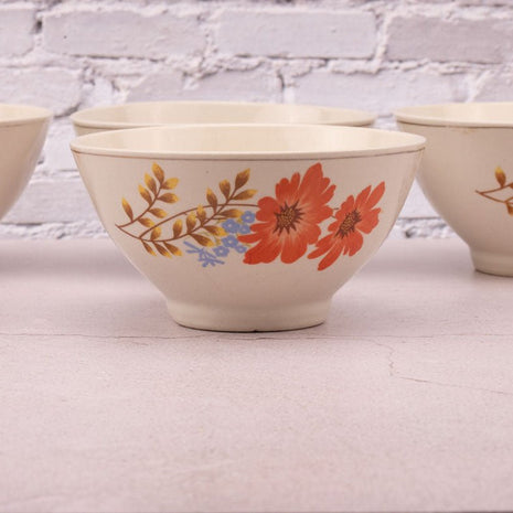 Lot de 4 bols  vintage au décor fleuri beige
