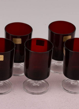 6 petits verres rouges rubis à pied Luminarc rouge