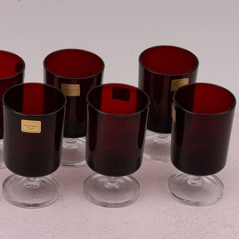 6 petits verres rouges rubis à pied Luminarc rouge