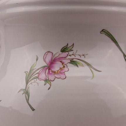 Vase blanc vintage en porcelaine Revol à fleurs roses 
