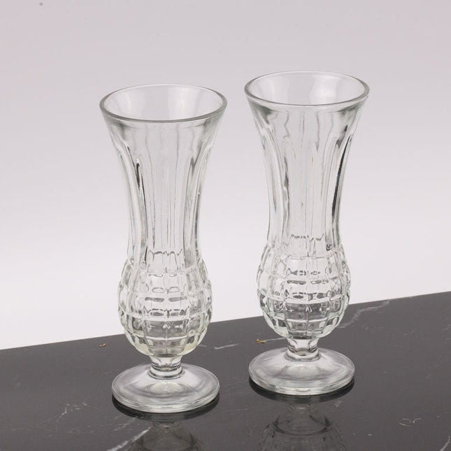 2 vases soliflores en verre pressé