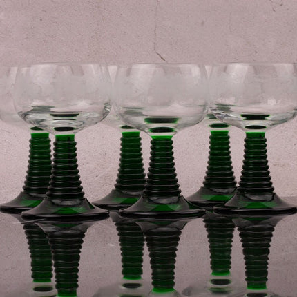 6 verres à vin d'Alsace 0,2 l vert