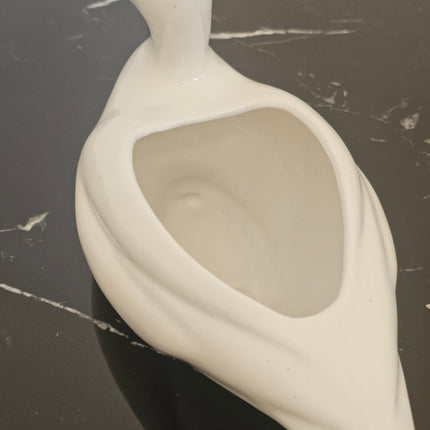 Ancien cache-pot Canard céramique blanche vintage - Style Mid-Century Modern