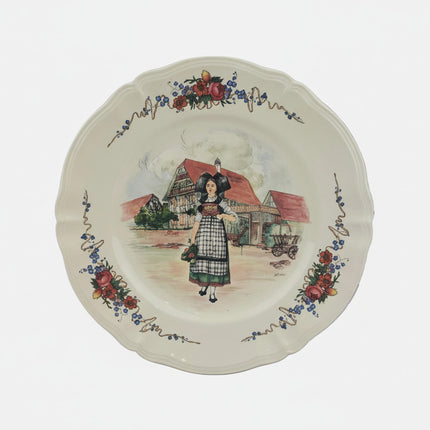 Antique plat de service faïence Sarreguemines collection Obernai Henri Loux