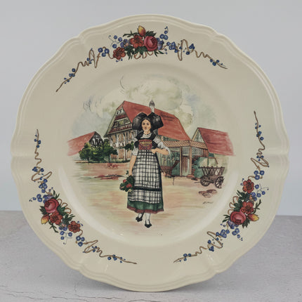 Antique plat de service faïence Sarreguemines collection Obernai Henri Loux