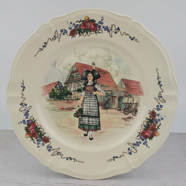 Antique plat de service faïence Sarreguemines collection Obernai Henri Loux