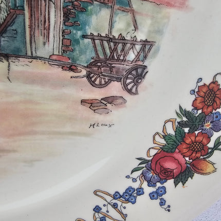 Antique plat de service faïence Sarreguemines collection Obernai Henri Loux
