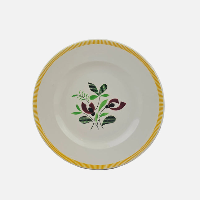 Grand plat vintage en faïence blanche Digoin Sarreguemines Pablo