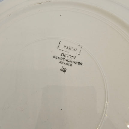 Grand plat vintage en faïence blanche Digoin Sarreguemines Pablo