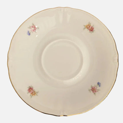12 sous-tasses Bavaria US Zone en porcelaine crème et motifs fleuris