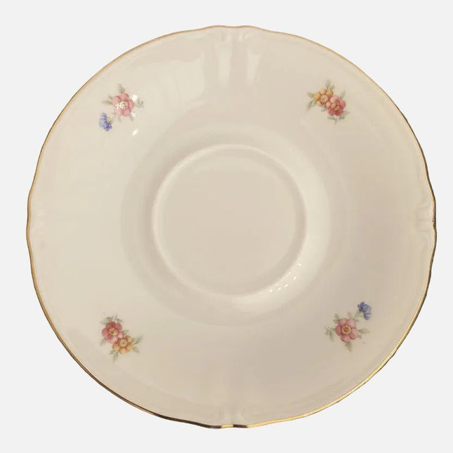 12 sous-tasses Bavaria US Zone en porcelaine crème et motifs fleuris