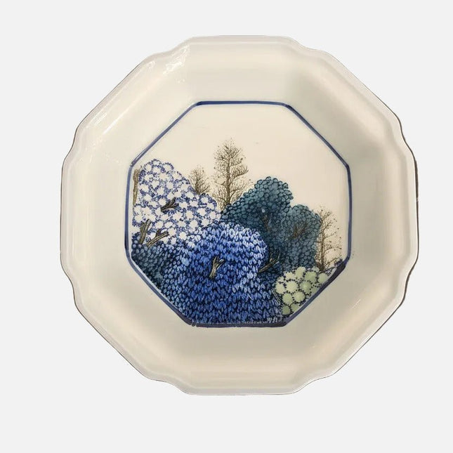 Lot de 3 petits bols japonais vintage Takahashi hexagonal avec des motifs bleus