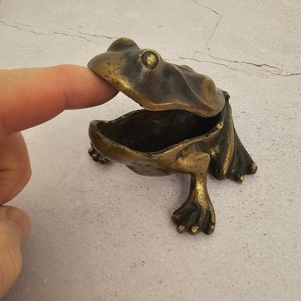 Petite boîte de rangement en forme de grenouille en laiton massif